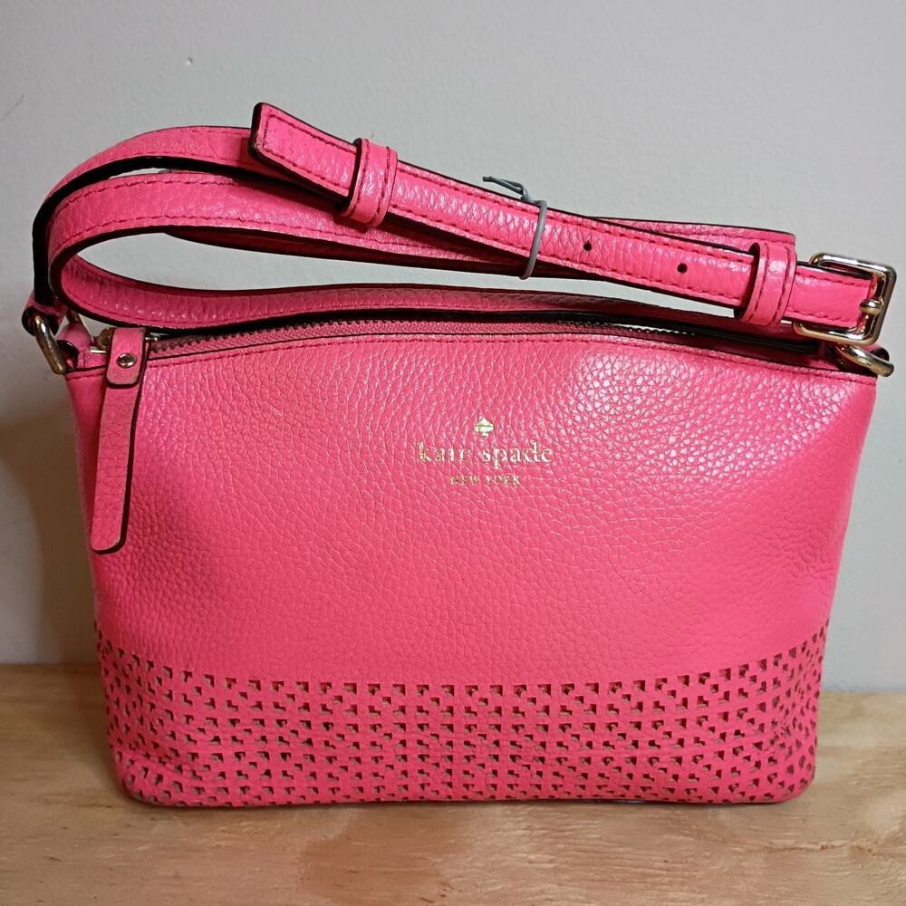 Kate Spade Wakefield Lane Millie Crossbody Bag Perforated Pink Coral Leather